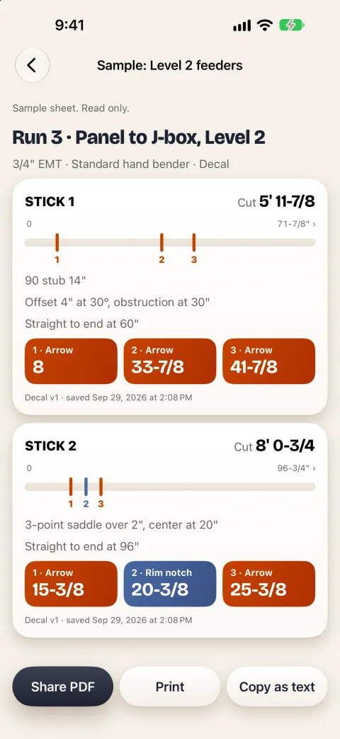 Kick bend sheet with two sticks